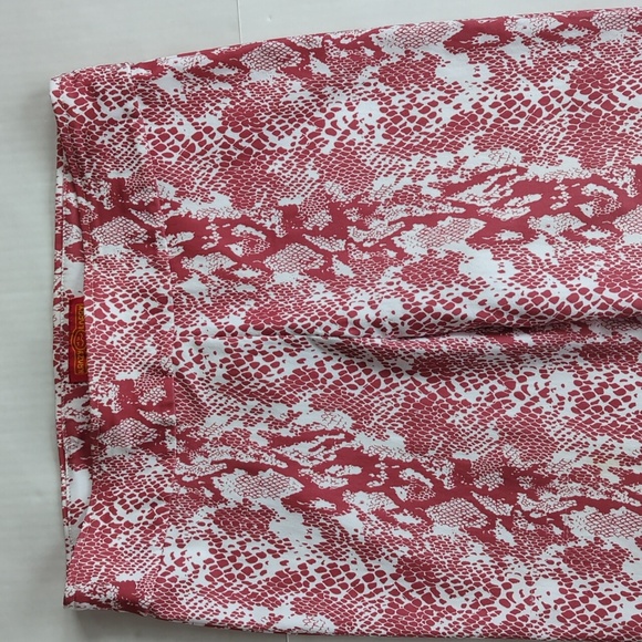 Krazy Larry Snakeskin Print TUMMY CONTROL Rayon Pants 12 Red White - Picture 11 of 15